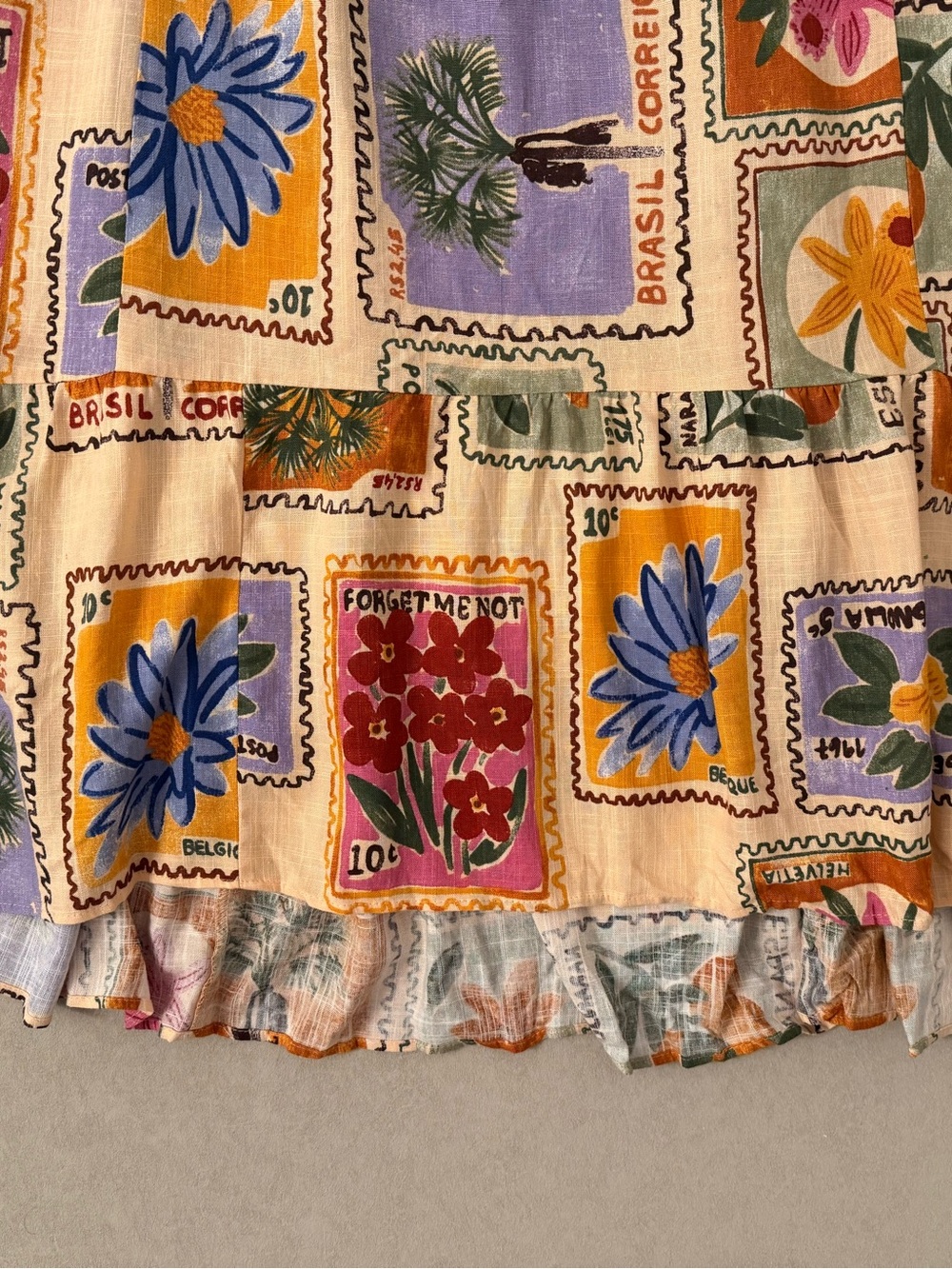 Paper Heart Anthropologie Linen Blend Floral Plant Stamped Maxi Dress Size S - Picture 13 of 17